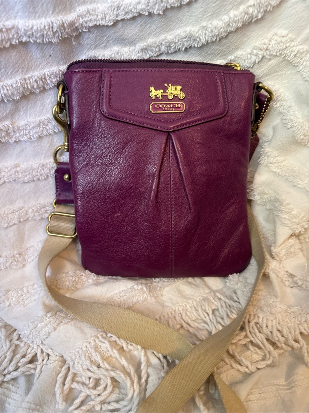 Coach Madison Purple Leather Crossbody Adjustable Strap Gold Hrdwr G0969-43429